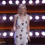 Dakota Fanning’s white floral print dress on The Kelly Clarkson Show