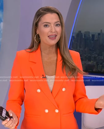 Dani's orange double breasted blazer on Good Morning America