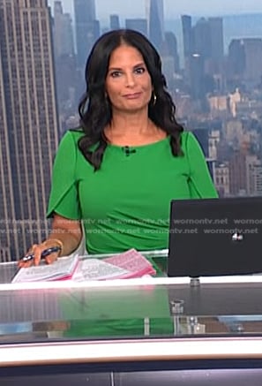 Darlene's green ruched short sleeve dress on Today
