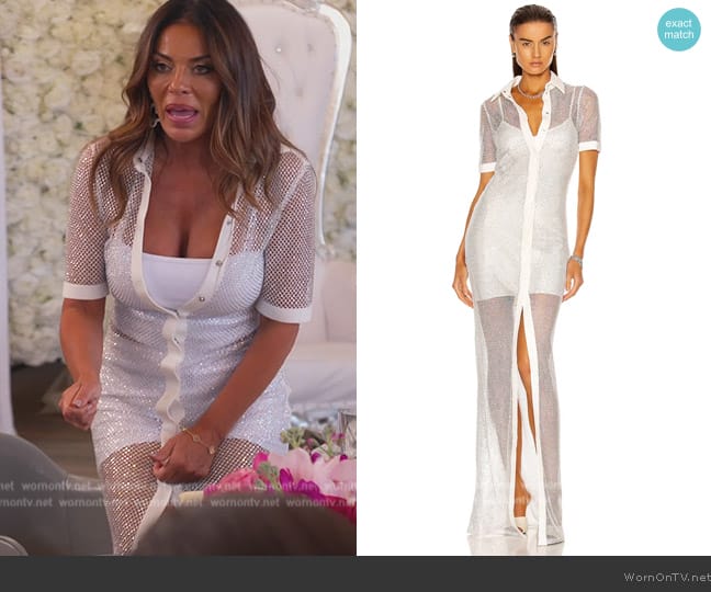 David Koma Crystal Mesh Snap Dress With Slip worn by Dolores Catania on The Real Housewives of New Jersey