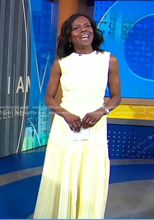 Deborah's yellow pleated dress on Good Morning America