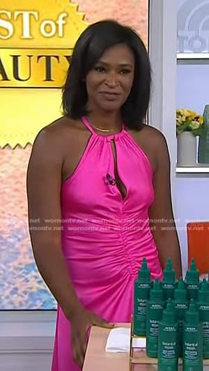 Deena Campbell’s pink ruched front dress on Today