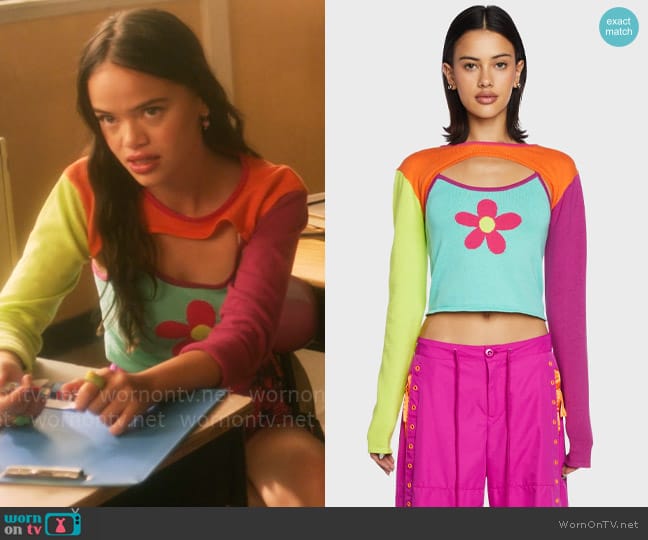 Delia*s by Dolls Kill Daisy Vision Shrug & Tank Set worn by Minnie 'Mouse' Honrada (Malia Pyles) on Pretty Little Liars Original Sin