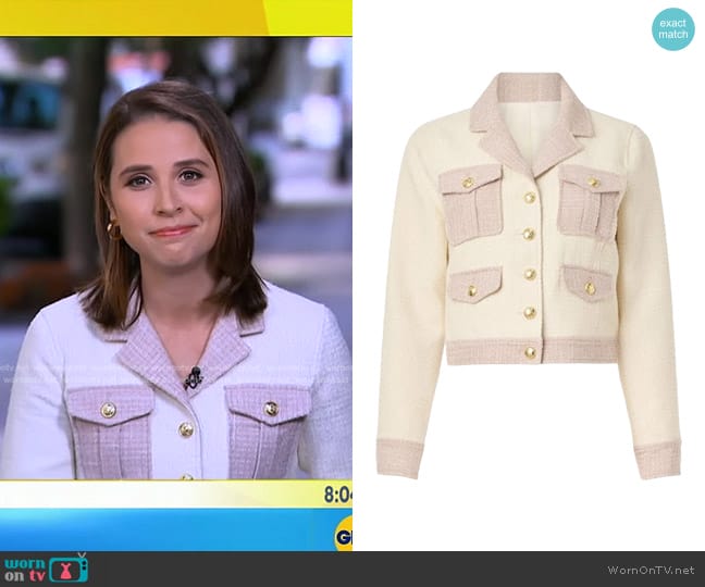 Derek Lam Collective Colorblock Tweed Jacket worn by Elizabeth Schulze on Good Morning America