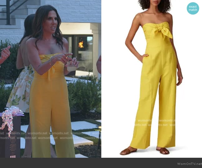 Derek Lam 10 Crosby Alene Tie Front Jumpsuit worn by Jenn Fessler on The Real Housewives of New Jersey