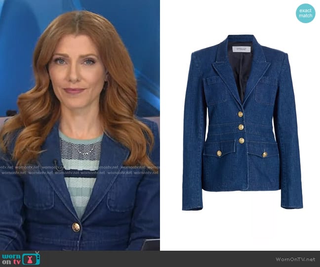 Derek Lam 10 Crosby Keith Utility Denim Jacket worn by Julia Boorstin on NBC News Daily