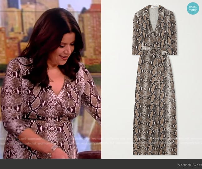 Diane von Furstenberg  Abigail snake-print silk-jersey maxi wrap dress worn by Ana Navarro on The View