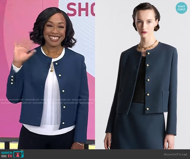 Dior Cropped Jacket in Blue Wool and Silk worn by Shonda Rhimes on Today