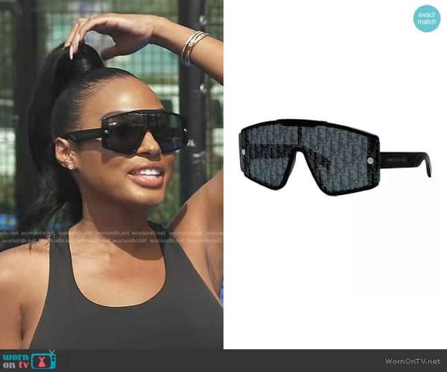 Dior DiorXtrem MU Mask Sunglasses worn by Lesa Milan (Lesa Milan) on The Real Housewives of Dubai