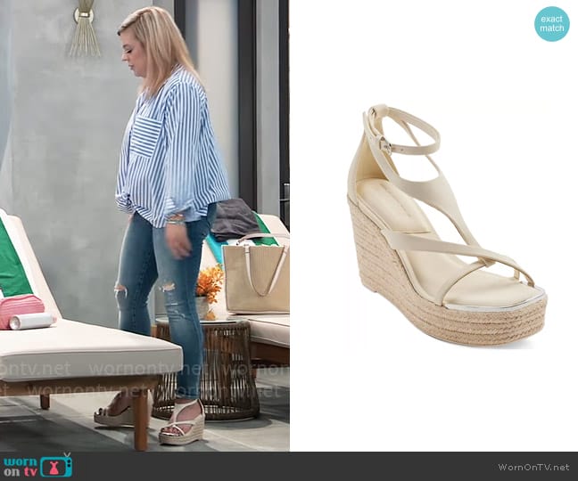 DKNY Maryn Ankle-Strap Espadrille Wedge Sandals worn by Maxie Jones (Kirsten Storms) on General Hospital