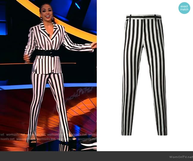 Dolce & Gabbana Stripe Pants worn by Corinne Foxx on Beat Shazam