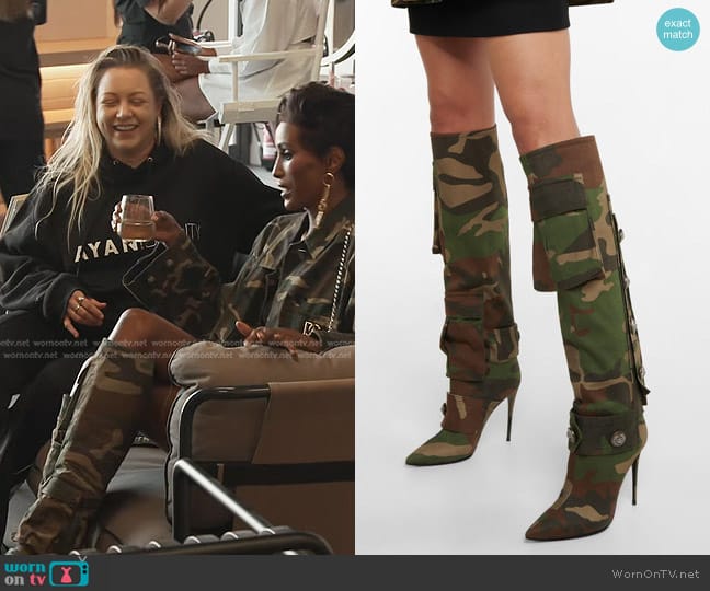 Dolce & Gabbana Logo Patch Camouflage Patterned Boots worn by Chanel Ayan (Chanel Ayan) on The Real Housewives of Dubai