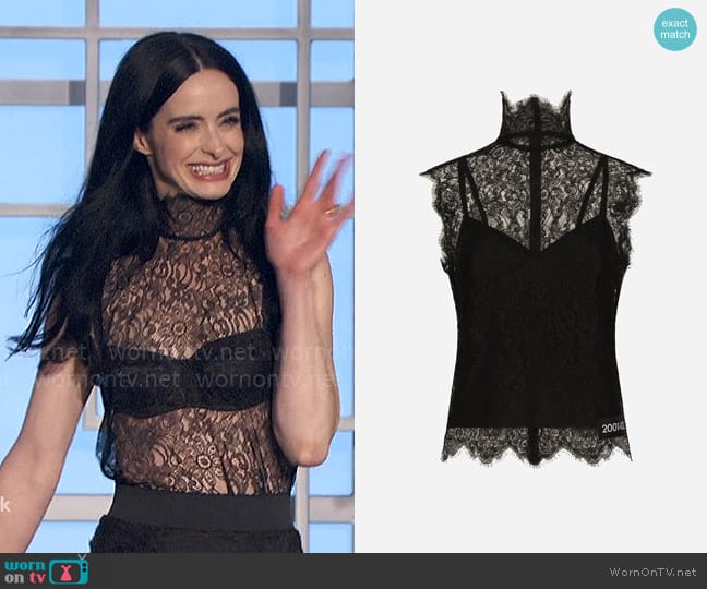 Dolce & Gabbana Sleeveless Chantilly lace top worn by Krysten Ritter on The Talk