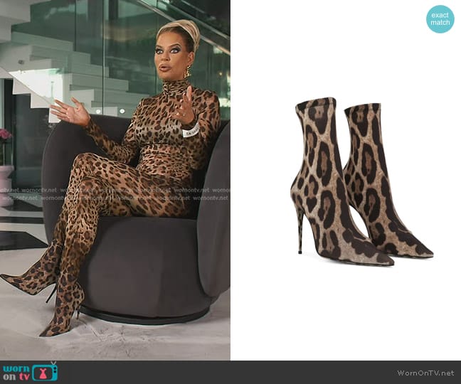 Dolce & Gabbana Leopard Print Ankle Boots worn by Caroline Stanbury (Caroline Stanbury) on The Real Housewives of Dubai