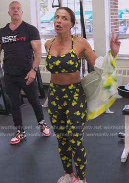 Dolores's black lemon print leggings and sports bra on The Real Housewives of New Jersey