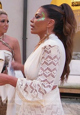 Dolores's white lace dress on The Real Housewives of New Jersey