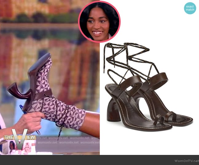 Dries Van Noten 95mm toe-ring leather sandals worn by Ayo Edebiri on The View