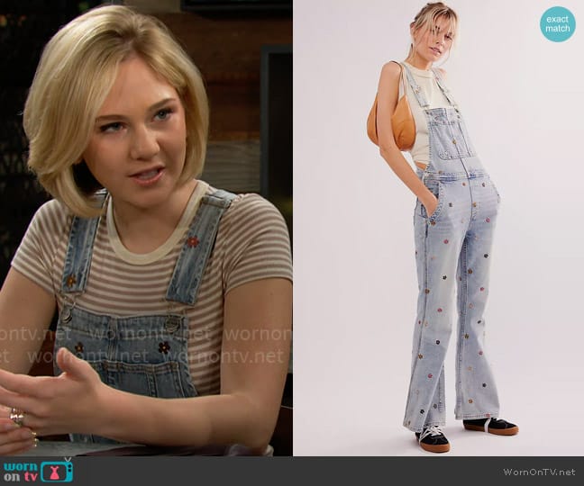 Driftwood Flare Overalls worn by Lucy Romalotti (Lily Brooks O’ Briant) on The Young and the Restless