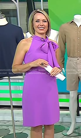 Dylan's purple tie neck mini dress on Today