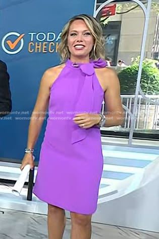 Dylan's purple tie neck mini dress on Today