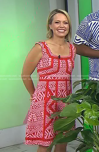 Dylan’s red embroidered dress on Today