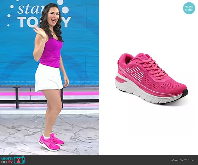 Easy Spirit Denise Austin Mel Emove Casual Walking Shoes in right Pink/White worn by Stephanie Mansour on Today