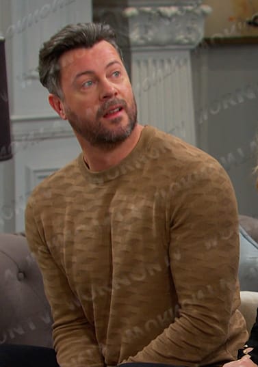 EJ’s beige diamond textured knit sweater on Days of our Lives