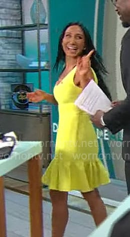 Elizabeth Werner's yellow ruffle hem dress on CBS Mornings