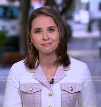 Elizabeth's ivory colorblock tweed jacket on Good Morning America