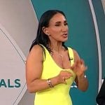 Elizabeth Werner’s yellow ruffle hem dress on CBS Mornings