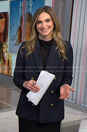 Ellison's navy double breasted blazer on NBC News Daily