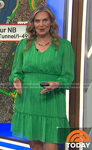 Emily's green smocked waist dress on Today