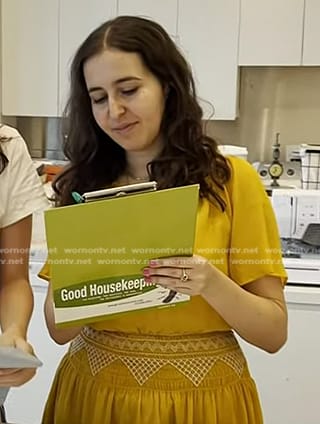 Emma Seymour's yellow embroidered dress on Today