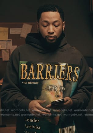 Emmett's Barriers print hoodie on The Chi