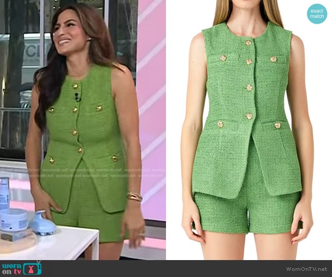 WornOnTV: Ami Desai’s green tweed vest and shorts on Today | Clothes ...