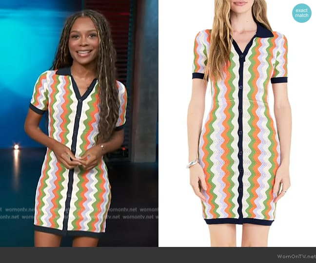 English Factory Wavy Stripe Short Sleeve Sweater Dress worn by Zuri Hall on Access Hollywood