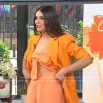 Erica Wark’s orange cropped top, blazer and shorts on Today