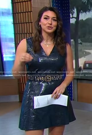 Erielle's navy crocodile embossed leather dress on Good Morning America