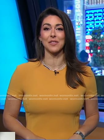 Erielle’s mustard short sleeve dress on Good Morning America