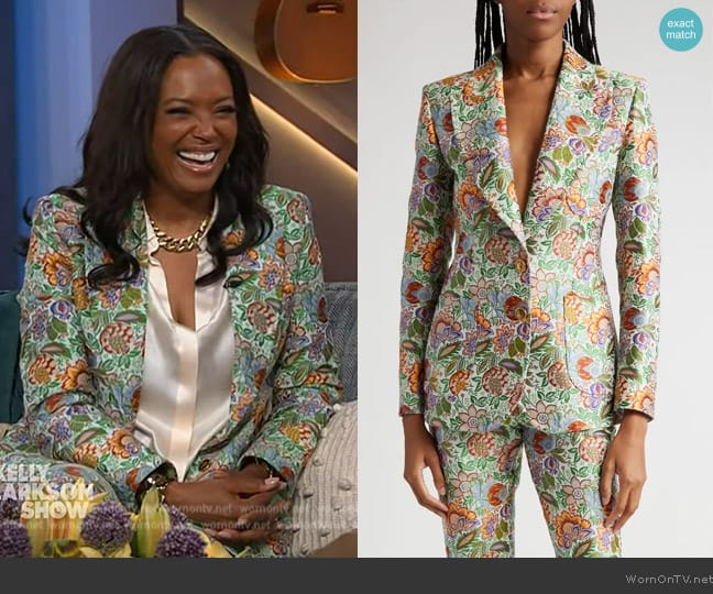 Etro Floral Jacquard Blazer worn by Aisha Tyler on The Kelly Clarkson Show