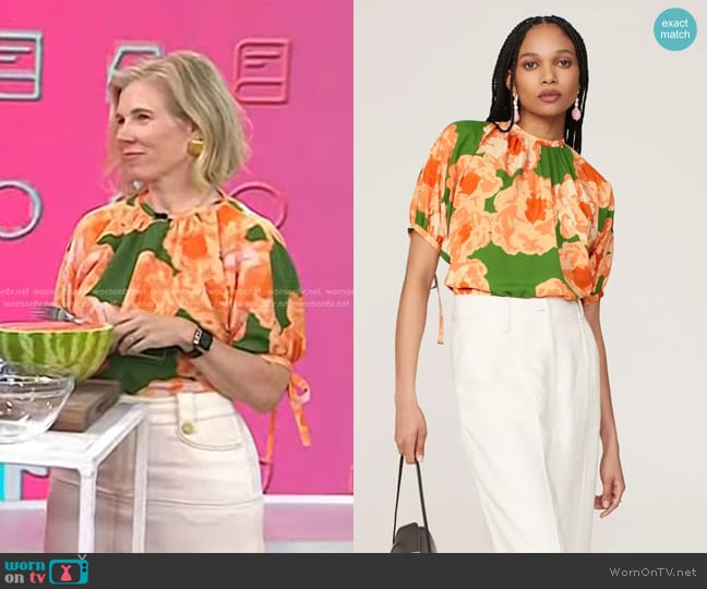 Eudon Choi Collective Floral Top worn by Sarah Clagett on Today