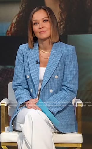 Eva's blue plaid blazer on Good Morning America