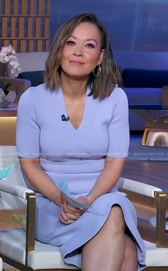 Eva's lilac v-neck dress on Good Morning America