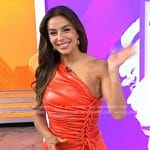 Eva Longoria’s red one-shoulder leather dress on Today