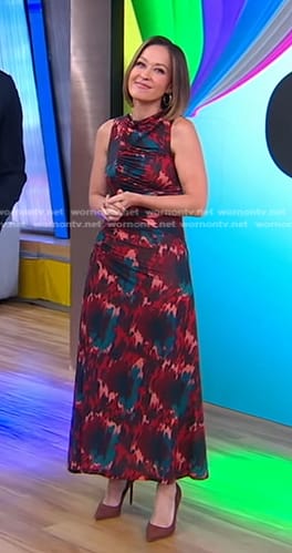 Eva’s multicolor printed ruched dress on Good Morning America