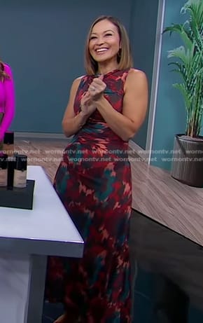 Eva’s multicolor printed ruched dress on Good Morning America