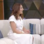 Farnoosh Torabi’s white belted dress on Live with Kelly and Mark