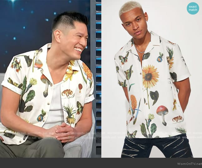 Fashion Nova Natures Best Short Sleeve Button Up worn by Mark Hoying on Access Hollywood