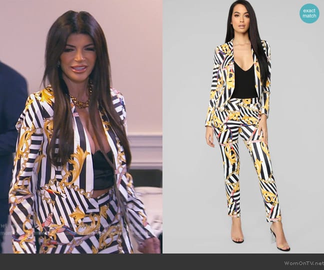 Fashion Nova Who's Loving You Pant Set worn by Teresa Giudice on The Real Housewives of New Jersey