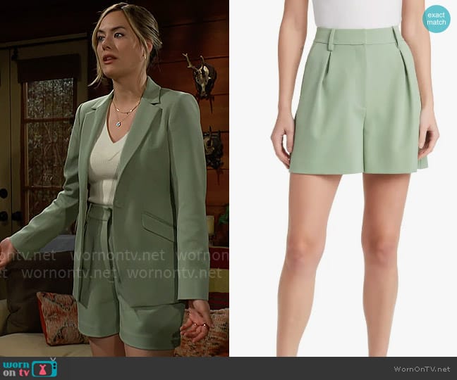 Favorite Daughter The Favorite Shorts in Basil worn by Hope Logan (Annika Noelle) on The Bold and the Beautiful